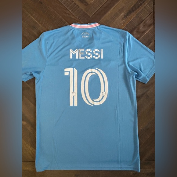 adidas Inter Miami CF Messi #10 MLS Soccer Jersey Large Blue Pink White - Picture 8 of 9